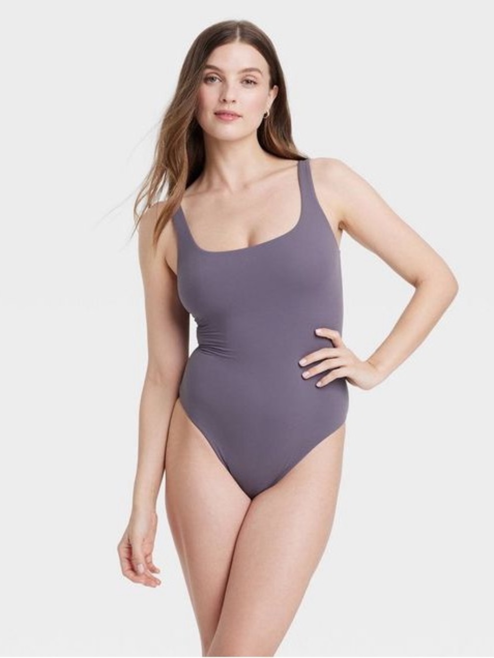 Auden Bodysuit Womens Mauve Gray Tank Luxury Collection Shapewear Stretch  M